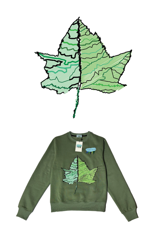Unisex Crewneck Leaf Design